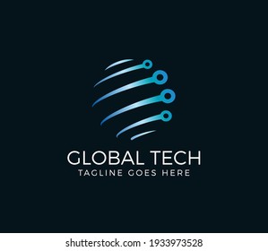 global technology logo design illustration