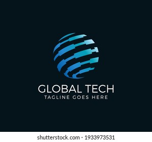 global technology logo design illustration