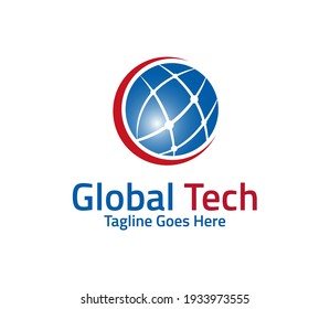 global technology logo design illustration