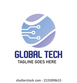 global technology logo design illustration.
