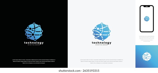 Global technology logo design vector concept. Global technology connection logo icon.	