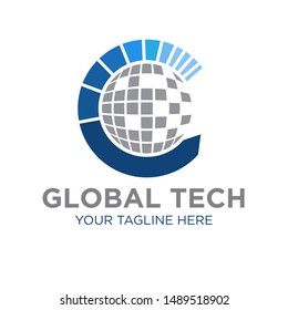 global technology logo designs icon