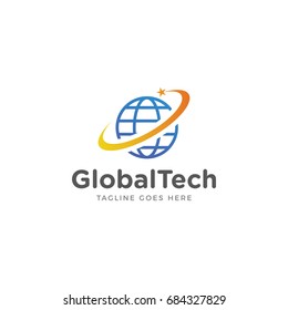 global technology logo icon vector template