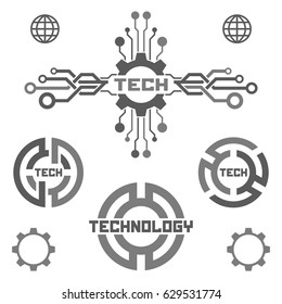 Global technology logo. Tech logo icon.