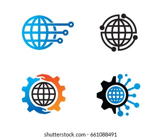 Global Technology Logo Template Design Vector, Emblem, Design Concept, Creative Symbol, Icon