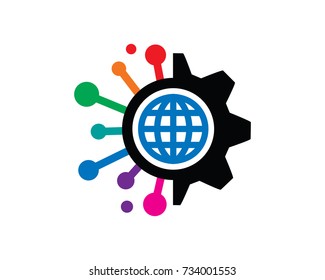 Global Technology Logo Template Design Vector, Emblem, Design Concept, Creative Symbol, Icon