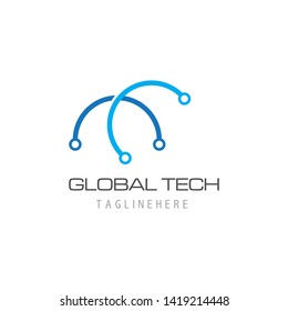 Global technology logo vector template