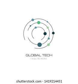 Global technology logo vector template