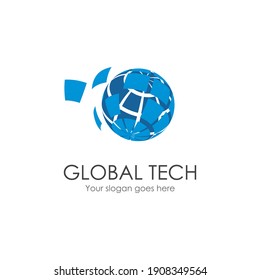 Global technology logo vector template