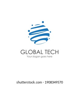 Global technology logo vector template