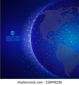 Global technology mesh digital network with dot world map, vector illustration 