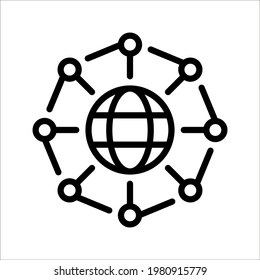 Global Technology Network Vector Icon on white background. color editable