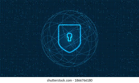 Global Technology Shield Security,protection and connection Concept background design.vector illustration.