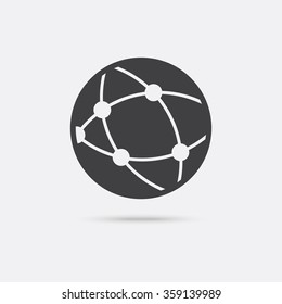 Global technology and social network black Icon.