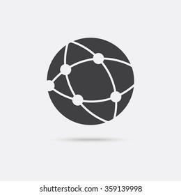 Global technology and social network black Icon.