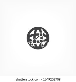 Global technology or social network icon. Vector EPS 10. Planet. globe. Flat Design Technology