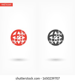 Icono global de tecnología o red social. Vector EPS 10. Planeta. globo. Tecnología de diseño plano