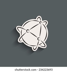 Global technology or social network icon with shadow. Vector illustration