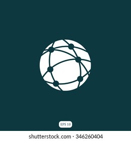 global technology or social network icon, vector illustration