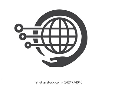 global Technology Symbol icon Global Tech Care icon Template Design