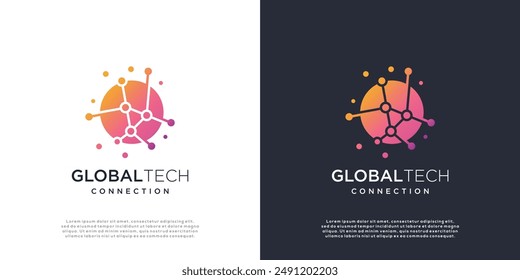 Globale Technologie-Vektorgrafik-Logo-Symbol-Vorlage mit Verbindungskonzept	