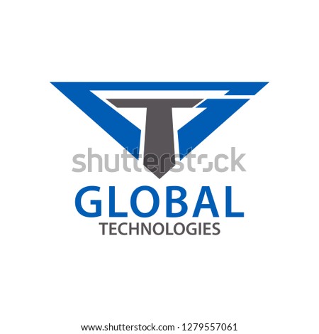 Global techonologies. Initial letter GT, TG logo concept design template idea