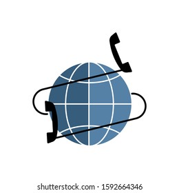 Global telecommunication concept. Flat style illustration. 
