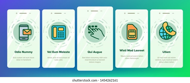 Global Telephony System Linear Vector Onboarding Mobile App Page Screen. Telephony, Mobile Technology Thin Line Contour Symbols Pack. Worldwide Connection Pictograms Collection. Illustrations