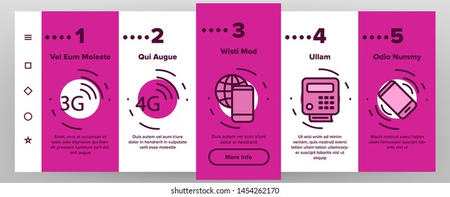 Global Telephony System Linear Vector Onboarding Mobile App Page Screen. Telephony, Mobile Technology Thin Line Contour Symbols Pack. Worldwide Connection Pictograms Collection. Illustrations