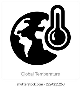 Temperatura global y concepto de icono global