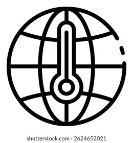 Ícone de aumento da temperatura global. Contornar temperatura global ícone de vetor para cima para web design isolado no fundo branco