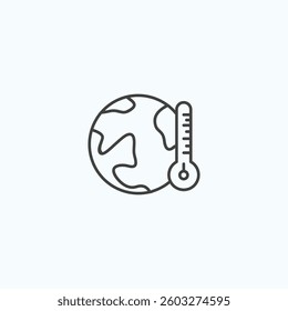 Global temperature line icon vector for climate change awareness.