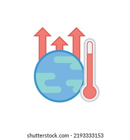 Global Temperature Rise Icon Isolated On White Background. Global Warming Concept. Vector Illustration