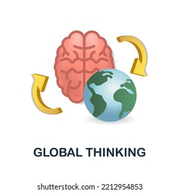Icono de Pensamiento Global. 3d ilustración de la colección de procesos cerebrales. Icono 3d de Creativo Pensamiento Global para diseño web, plantillas, infografías y más