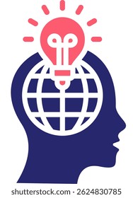 Ilustração do vetor de preenchimento do ícone de pensamento global