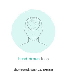 Global thinking icon line element. Vector illustration of global thinking icon line isolated on clean background for your web mobile app logo design.