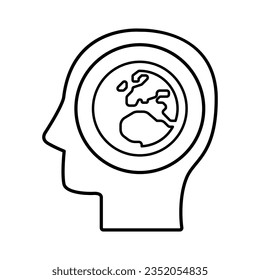 Global Thinking Icon In Outline Style