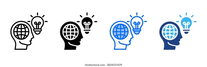 Global Thinking icon set multiple style collection