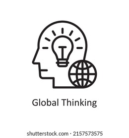 Global Thinking vector outline Icon Design illustration. Human Mentality Symbol on White background EPS 10 File