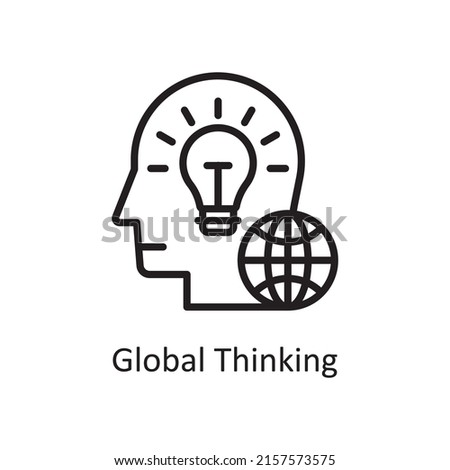 Global Thinking vector outline Icon Design illustration. Human Mentality Symbol on White background EPS 10 File