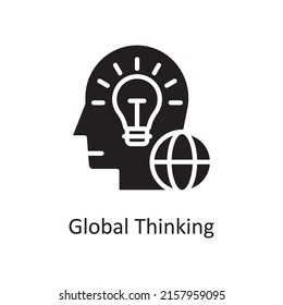 Global Thinking vector solid Icon Design illustration. Human Mentality Symbol on White background EPS 10 File