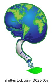 global thinking written on green leave