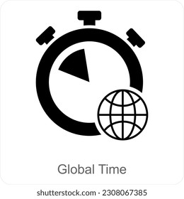 Global Time and time icon concept