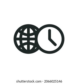 Global time icon isolated of flat style design