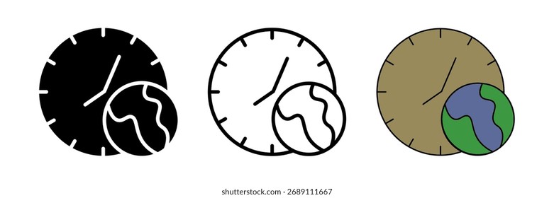 Icono de tiempo global sobre fondo blanco