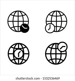 Global Time Icon, World Time Icon Vector Art Illustration