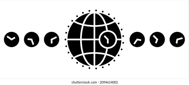 Global Time Icon, World Time Icon Vector Art Illustration