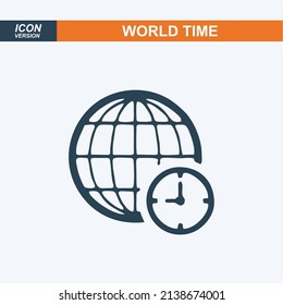 Global Time Icon, World Time Icon Vector Art Illustration