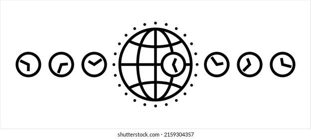 Global Time Icon, World Time Icon Vector Art Illustration