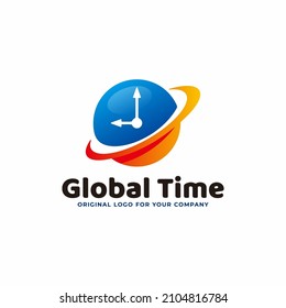 Plantilla de diseño de logotipo de tiempo global.